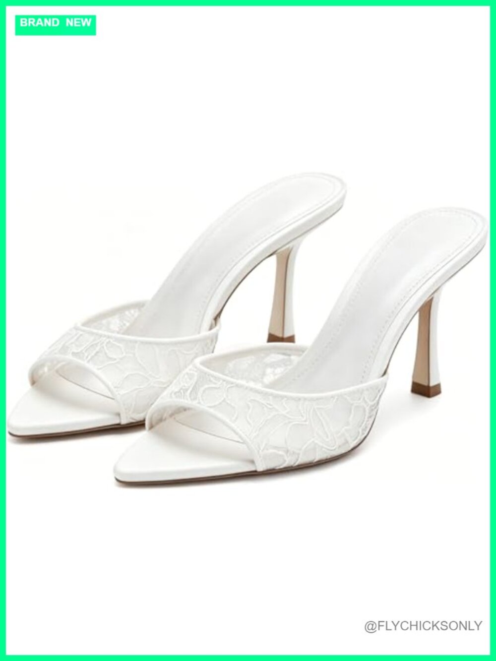 Wnshonzy Women's Heeled Sandals Lace Pointed Toe Stiletto Slingback Wedding